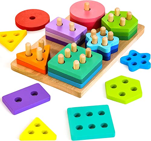 BESTAMTOY Wooden Montessori Toy for 1+ Year Old, Shape Sorter,Object  Permanence Box, Coin Box