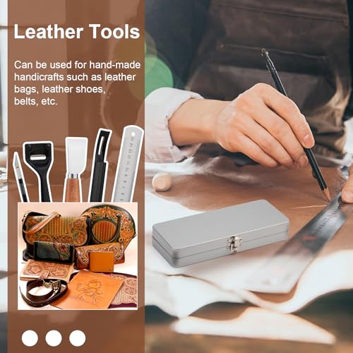 TLKKUE Leather Working Tools Leather Sewing Kit Leather Craft Tools with Storage Bag, Groover, Stitch Wheel, Waxed Threads, Awl, Needles, Manual, Leat