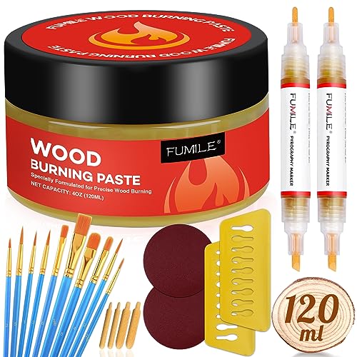  FUMILE Wood Burning Pen Set, 12PCS with 6PCS Scorch Pen Marker  and Equipped with 6PCS Replacement Cores for DIY Wood Painting,Suitable for  Artists and Beginners in DIY Wood Projects. 