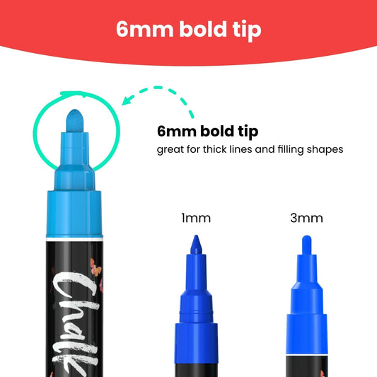 Chalkola Chalk Markers - 40 Neon, Classic & Metallic + 5 Black Chalk  Markers 6mm