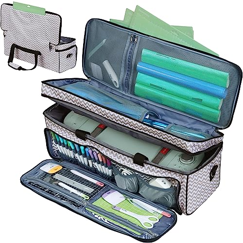  HOMEST Carrying Case for Cricut with Multi pockets for 12x12  Mats, Large Front Pocket for Accessories, Ripple (Patent Design)