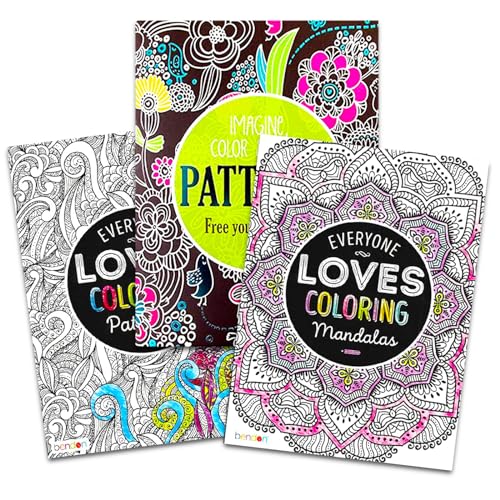 Bulk Adult Coloring Book Set for Men, Women - 6 Pc Relaxation at Home  Advanced Coloring Book Bundle with Colorful Home, Mandalas, and Meditative