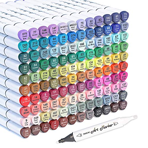 Run Helix Alcohol Markers 80 Colors,Dual Tip Permanent Art Markers for Artists with Case,Brush & Chisel Tip Sketch Markers for Adults or Kids Coloring