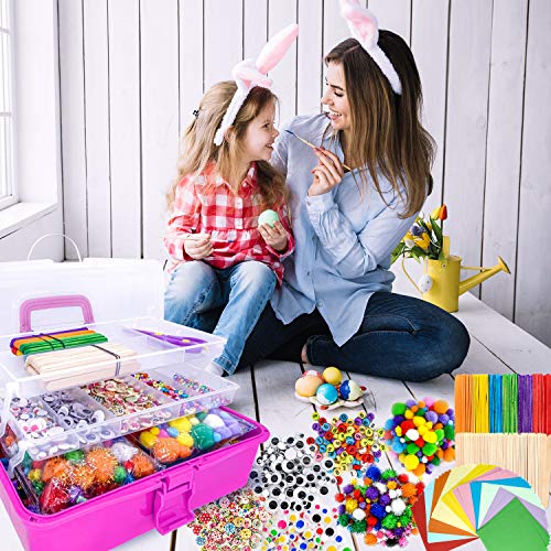  Jumbo Arts & Crafts Kit Suitcase - 2,100+ Pieces Pompoms, Craft  Sticks, Pipe Cleaners, Scissors, & More in Large Craft Box - Art Supplies  Set for Adults & Kids Age 6,7,8,9,10,11,12 