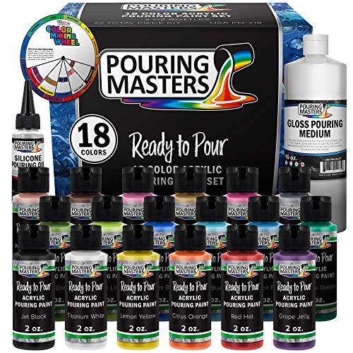  POURING MASTERS Jet Black Acrylic Ready to Pour Pouring Paint -  Premium 32-Ounce Pre-Mixed Water-Based - for Canvas, Wood, Paper, Crafts,  Tile, Rocks and More