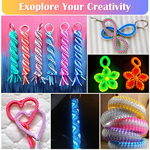 ACRSIKR String Gimp Plastic Lacing Cord for Bracelets Scoubidou Craft Kits with Snap Clip Hooks 20 Colors