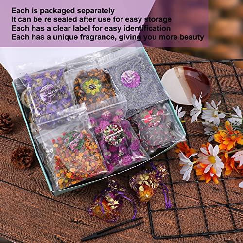JAZIPO [Latest] 21 Pack Dried Flowers for Candle Making, 100% Natural Dried Herbs Kit for Soap Making, Bath, Resin Jewelry Making, Bulk Dried Flowers