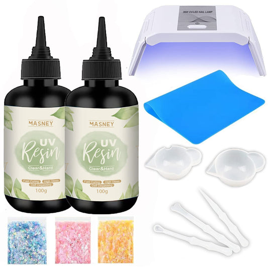  VIDA ROSA 200g UV Resin Kit with Upgraded UV Light 24W,Silicone  Stir Rod, Measuring Cup and Silicone Pad-Ultraviolet Epoxy Resin Hard,UV  Resin Starter Jewelry Making Kit for Craft Beginner