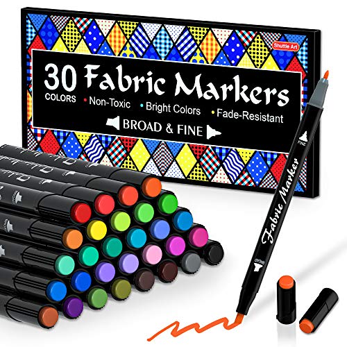 Shuttle Art Fabric Paint Set 45 Colors 3D Permanent Paint with Brushes Palette Fabric Pen Fabric Sheet Stencils Glow in The Dark Glitter Metallic