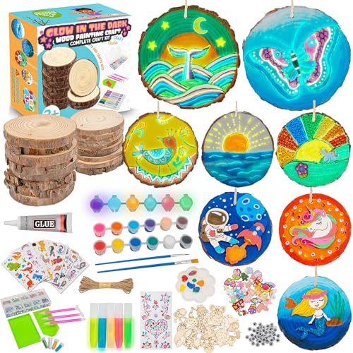 atydkug Kids Wooden Painting Kit - Glow in The Dark Foil Arts & Crafts –  WoodArtSupply