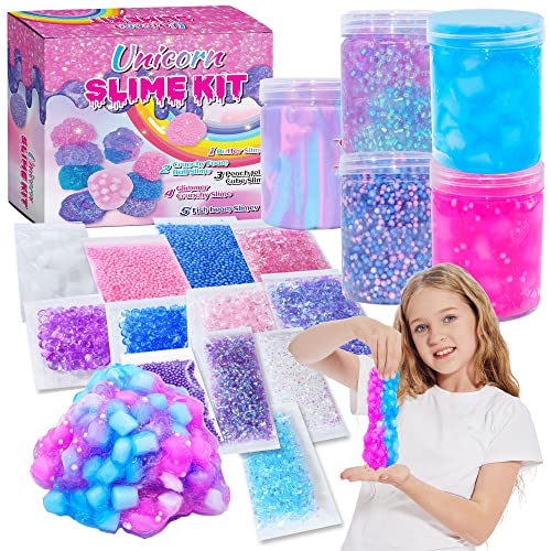 GirlZone Egg Surprise Mermaid Sparkle Slime Kit, 39 Pieces to Make Glow in  The Dark Slime with Glitter Slime Add Ins, for Girls 8-12