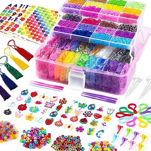 xtieksh Rubber Band Bracelet Kit, Loom Bracelet Making Kit for Kids Weaving  DIY Crafting Gift