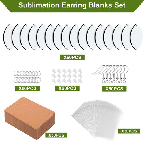 BUSOHA 60pcs Sublimation Earring Blanks, Double-Sided Wood Football Earring with Earring Hooks and Jump Rings for Jewelry Making