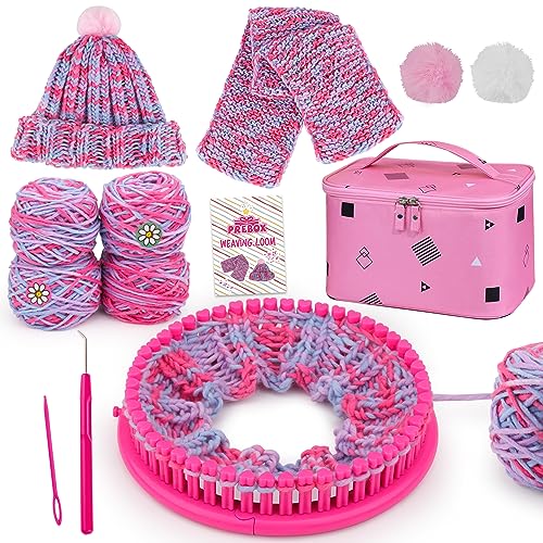 UCDRMA Knitting Loom Set with Yarn, Easy Scarf Loom Knitting Kit for  Beginners Contain Instructions & Pompom Maker, 37PC Knitting Loom Kit for  Family
