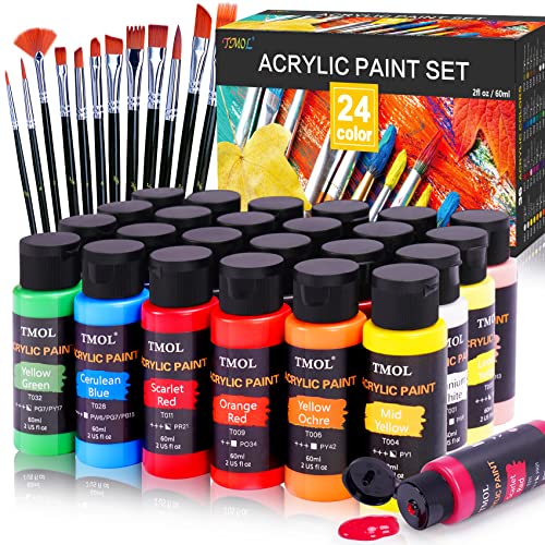 Colorful Acrylic Painting Kit - Paint Supplies Set with 24 Colors, 30  Brushes, 5 Canvases, 1 Pad, 2 Palette, 2 Sponge & 1 Wood Easel - Art  Acrylic Paint Set for Beginners, Kids, Adults