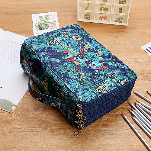 FINPAC Pencil Roll-Up Case Pencil Wraps, Multifunctional Pen Organizer Bag  for 84 Colored Pencils / 50 Watercolor Markers, Large Capacity Pen Holder