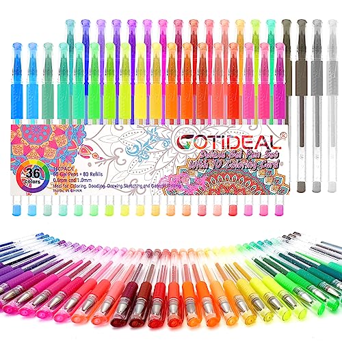 Glitter Gel Pens for Adult Coloring Books, 120 Pack-60 Glitter Pens, 60  Refills