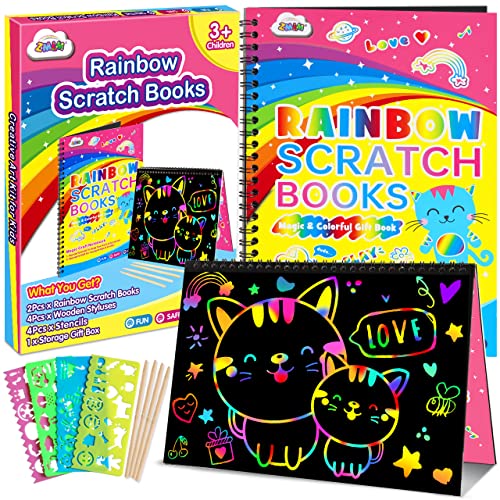 ZMLM Scratch Paper Art Set: 60Pcs Magic Drawing Art Craft Kid Black Scratch  Off Paper Supply