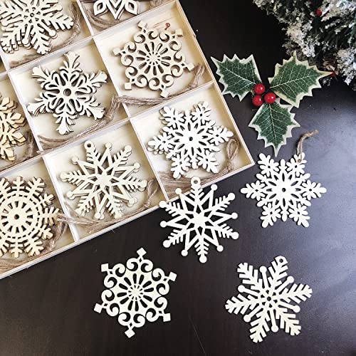 16pcs Large Christmas Wooden Snowflakes Hanging Ornaments DIY Craft  Snowflake Wooden Ornaments Cutouts Unfinished Wood Cutout Christmas  Decorations