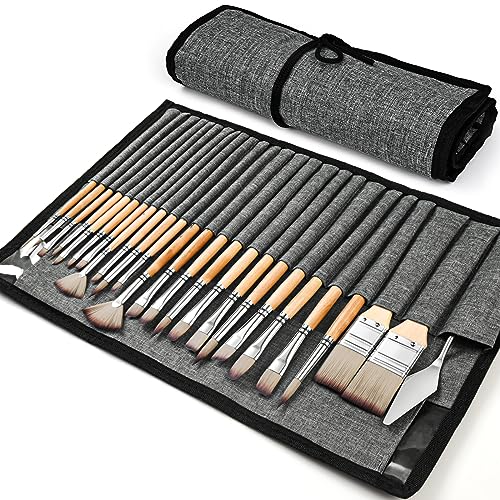 Jerry Q Art 15 pcs Golden Taklon Brush Set for Acrylic, Tempera,  Watercolor, Oil Painting, Silver Ferrule with Violet Short Wooden Handles  JQ151 - Imported Products from USA - iBhejo