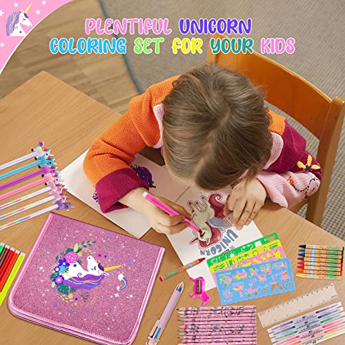 yasest Washable Kids Markers Set - 66Pcs Coloring Markers Kit for Kids Ages  4 5 6 7 8 8-12 with Mermaid Pencil Case, Markers and Crayons, Glitter Gel