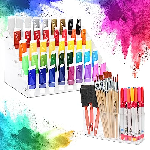 tinctor Paint Organizer & Paint Brush Holder. Perfect Paint Holder & Paint  Brush Organizer for Acrylic Paint Storage, Craft Paint Storage, Paint Rack