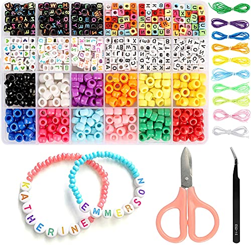 Kids Jewelry Making Kit 450+ Beads Art and Craft Kits DIY Bracelets Necklace  Hairbands Toy for Age 3 4 5 6 7 8 Year Old Girl 