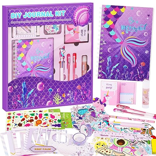 homicozy Art Supplies for Kids Ages 4-12,Mermaid Drawing Sets Art  Case,Coloring Kits with Double Sided Trifold Easel,Crayon,Colored