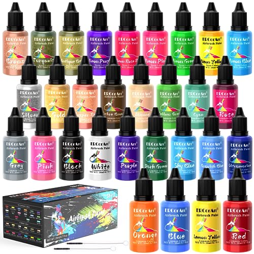 rhinowisdom Airbrush Paint - 24 Colors Airbrush Paint Set 1fl oz, Opaque &  Brilliant Colors, Leather & Shoe Acrylic Air brush Paint Kit Ready to Spray