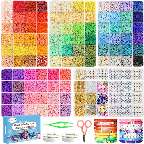 Gionlion 6000 Pcs Clay Beads for Bracelet Making, 24 Colors Flat Preppy  Beads for Friendship 