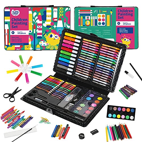  KIDDYCOLOR 52 Pcs Kids Paint Set with 24 Colors Acrylic Paint,  Wood Easel, 8 x 10 Canvases, Brushes, Storage Bag, Great Gift for  Christmas New Year