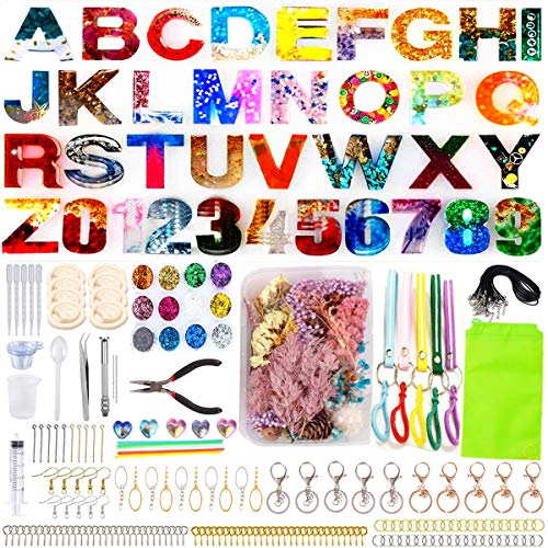 Mocoosy 182Pcs Reversed Alphabet Resin Molds Silicone Kit, Fancy Letter  Molds Epoxy Resin Casting Molds Resin Keychain Making Set with 1 Hand Drill  2