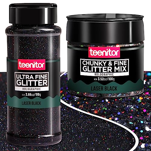 HTVRONT Holographic Chunky Glitter, 100g Iridescent Glitter Mixed