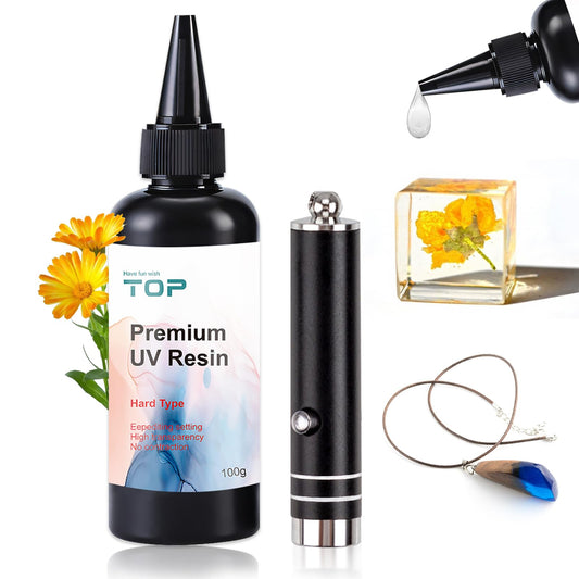 Bsrezn 400g UV Resin Hard, Crystal Clear UV Cure Epoxy Resin Kit Premixed Resina  UV Transparent Solar Activated Glue for Jewelry Making Fast Curing