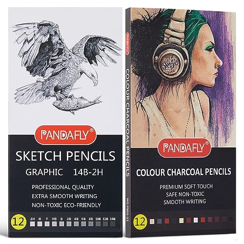 PANDAFLY 80 Pack Drawing Set Sketching Kit, Pro Art Supplies with 3-Color  Sketchbook, Watercolor Pad, Colored, Graphite, Charcoal, Metallic Pencil