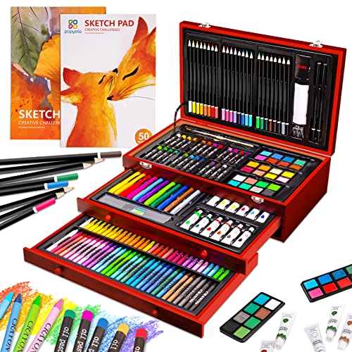Art Supplies, 272 Pack Art Set Drawing Kit for Girls Boys Teens Artist,  Deluxe Gift Art Box with Trifold Easel, Origami Paper, Coloring Book,  Drawing