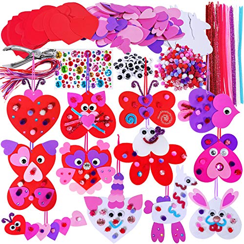 17 Sets Valentine Wood Painting Craft Kits Wooden Heart Animal Ornaments  Art Sets DIY Wood Heart Dog Cat Butterfly Fish Bee Owl Dog Llama Creativity