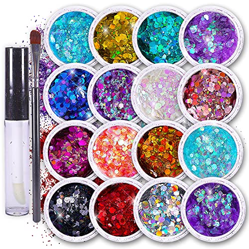HEMOER Holographic Chunky Glitter, 12 Colors Sparkle Sequins
