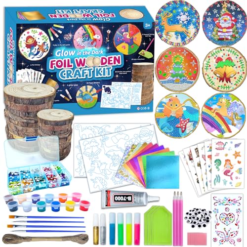 Kids Wood Painting Kit - Glow in The Dark - Arts & Crafts Gifts