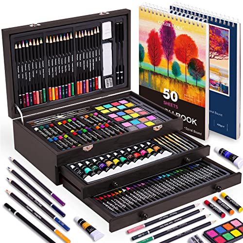 COOL BANK 175 Piece Deluxe Art Supplies, Art Set with 2 A4 Drawing Pad –  WoodArtSupply