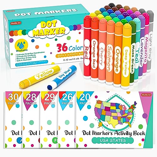 Shuttle Art Shimmer Dot Markers, 15 Glitter Colors Washable Markers for  Toddlers,Bingo Daubers Supplies Kids Preschool Children, Non Toxic  Water-Based