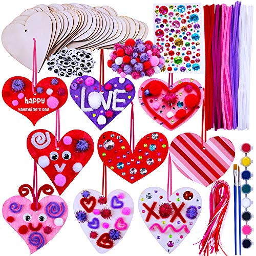 18 Sets Valentine Wood Painting Craft Kits Wooden Heart Animal Ornamen –  WoodArtSupply