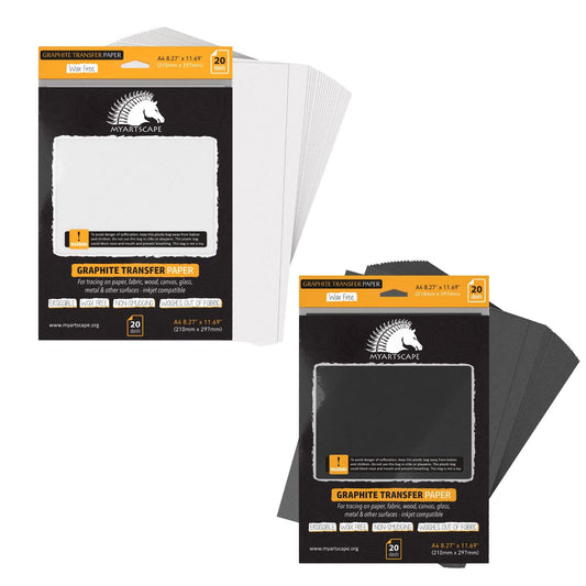 MyArtscape Graphite Transfer Paper, 20 White Sheets - Wax Free - Erasable -  Smudge-Free - Ideal for Drawing and Tracing - Premium Arts and Crafts  Supplies