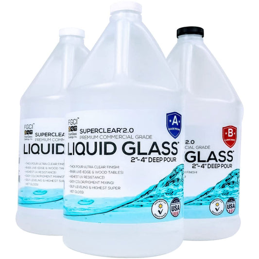 Superclear Deep Pour Epoxy Resin Kit, Premium Commercial Grade, 1.5 Gallons  - 2:1 Crystal Clear Liquid Glass Pouring up to 2-4 - Self-Leveling Food