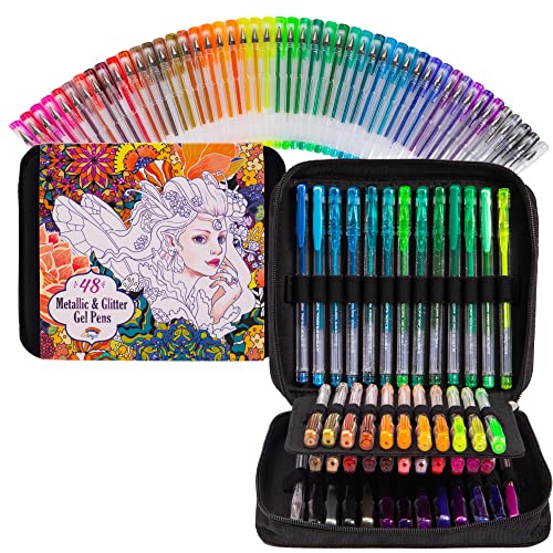 GOTIDEAL 36pcs Glitter Gel Pens Set for Adult Coloring Books