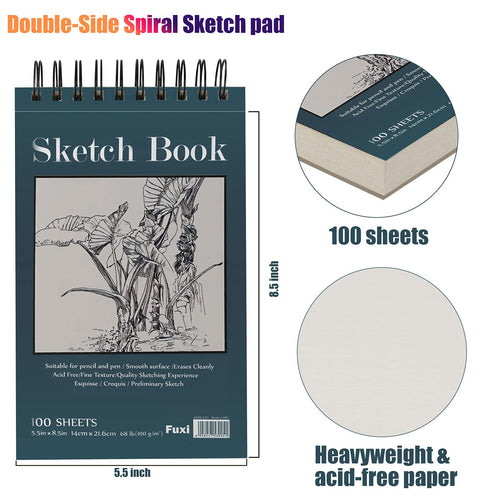 9 x 12 inches Sketch Book, Top Spiral Bound Sketch Pad, 1 Pack 100-Sheets  (68lb/100gsm), Acid Free Art Sketchbook Artistic Drawing Painting Writing  Paper for Kids Adults Beginners Artists