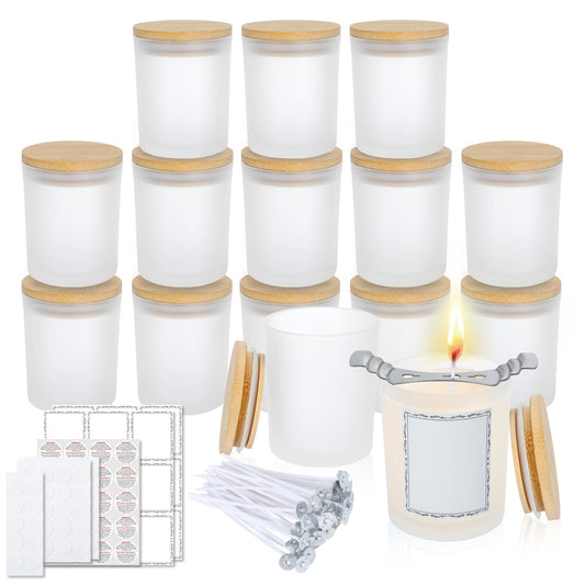 GOTIDEAL 12 Pack 6 OZ Frosted White Candle Jars with Bamboo Lids for Making  Candles Supplies Bulk Empty Candle Containers Tins Small Glass Jars for  Candle Soy Wax Frosted White 6oz/220ml