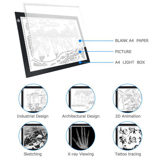  comzler Light Board, A4 Tracing Light Box, Magnetic