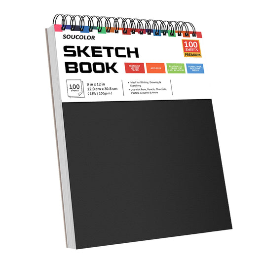 Sketch Book 9x12 - Sketchbook for Drawing - 100 Sheets (68  lb/100gsm),Drawing Pad with Sided Spiral Bound, Sketch Pads for Drawing for  Adults for