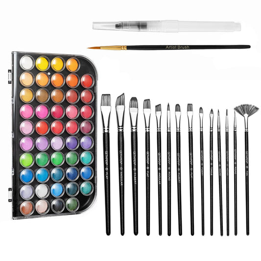 Upgraded 48 Colors Washable Watercolor Paint Set with 3 Brushes and  Palette, Non-toxic Paints Sets for Kids, Adults, Beginners Artists, Make  Your Painting Talk